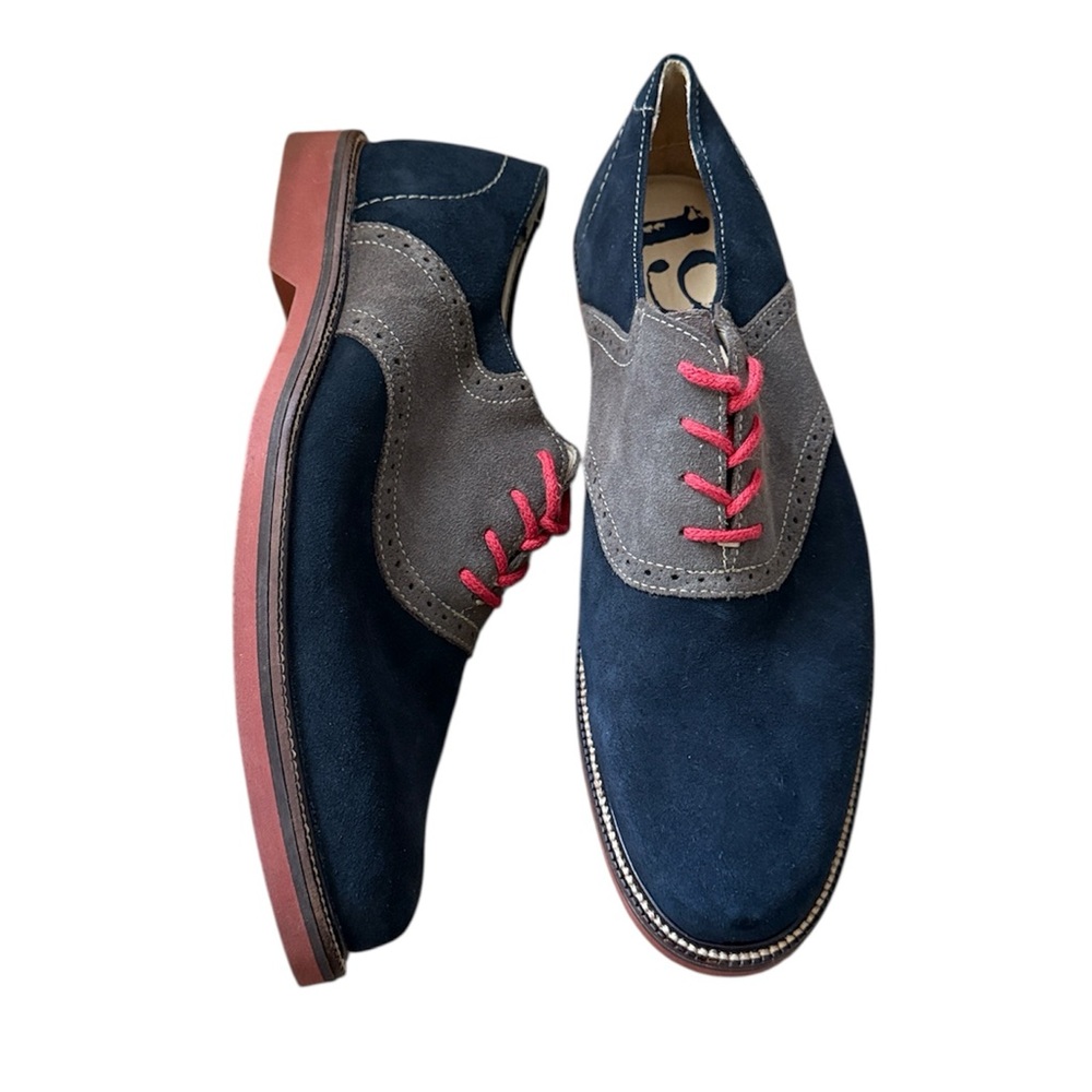 Nordstrom 1901 Suede Saddle Oxford Shoes Blue Grey Red Men’s 9.5 M